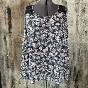 Torrid Floral Layered Chiffon Crochet Tank Top Womens Size 5 Black whimsigoth